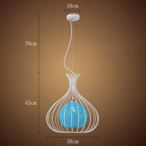 Lustre plafonnier européen en fer forgé et rotin bleu de haute qualité