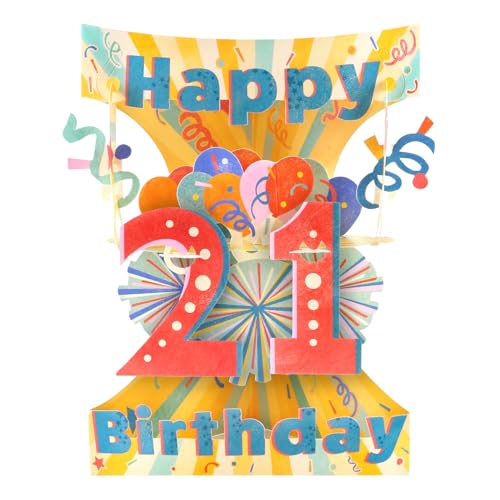 Carte pop-up 3D Santoro Happy Birthday 21 ans cadeau pour lui et elle