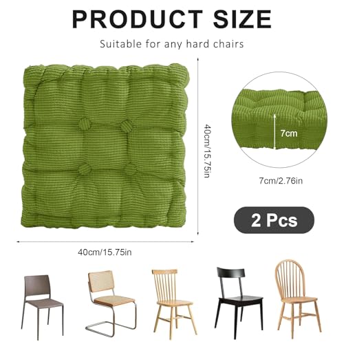 Cojín de suelo para sillas de jardín verde pack de 2 cojines acolchados para terraza y comedor 3