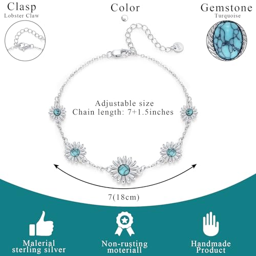 Pulsera turquesa de plata de ley 925 que no causa alergias en la piel 5
