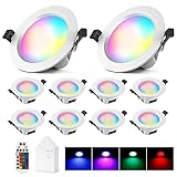 Bluetooth WIFI 9W Led Einbauleuchten Einbaustrahler Dimmbar 230V 700ml RGBCW Smart Deckenspots Einbauspot Led Spots Flach Downlight mit Fernbedienung,Smart Bridge,Kompatibel mit Alexa/Google Home
