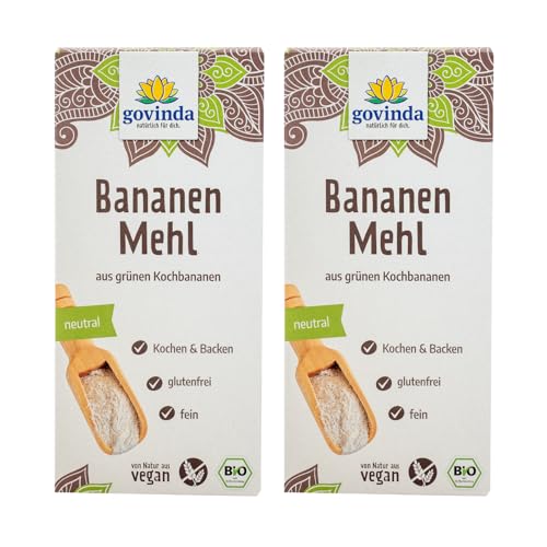 Govinda Bio Bananenmehl (2x350g) | glutenfrei & vegan | aus Kochbananen | ideale Mehlalternative zum Backen & Binden | neutral im Geschmack | ballaststoffreich & vielseitig