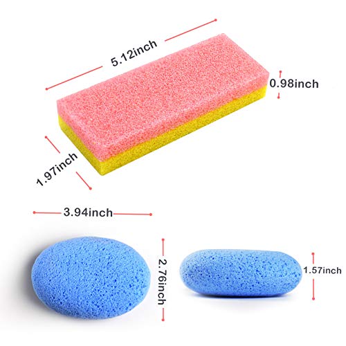 Foot Pumice Stone for Feet Set, Includes 2 PCS Pedicure Glass Stone for Heavy Callused Feet, 2 PCS 2 in 1 Foot Scrubber Sponge for Hard Dead Skin Callus Remover