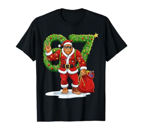 Santa Bigfoot 67 Meme Funny Six Seven Christmas Holiday Xmas T-Shirt