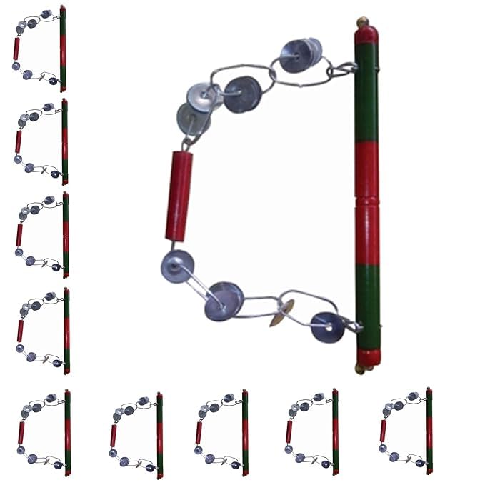 Aarnik Collections Royal Dance Wooden Lezim Equipment for PT/Independence Day/Ganesh Visarjan/Republic Day/Folk Dance Celebrations (Multicolour) (Pack of 10)-image-15