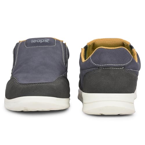 Image of Liberty Leap7x FRINKS-2E Casual Non Lacing Sneakers for Men - Blue & Camel | Suitable for Travel, College, Office | Comfortable Slip-On Casual Shoes | Lightweight Stylish Fashion Footwear for Gents