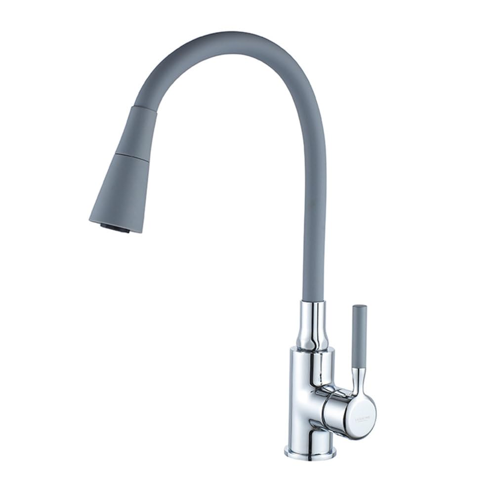 MXXQRHF Kitchen Faucet Black Single Handle White Kitchen Tap Single Hole Swivel 360 Degree Rubber Water Mixer Taps Faucets,L4199
