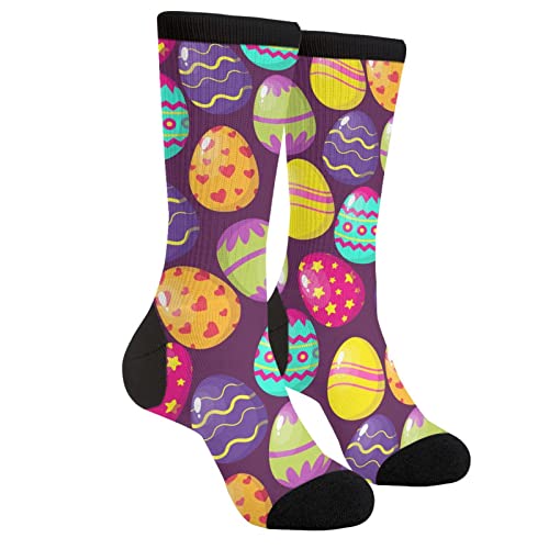 Rutuioy Happy Easter Eggs Men Women Funny Crazy Novelty Crew Tube Socks Casual Athletic Sport Dress Socks
