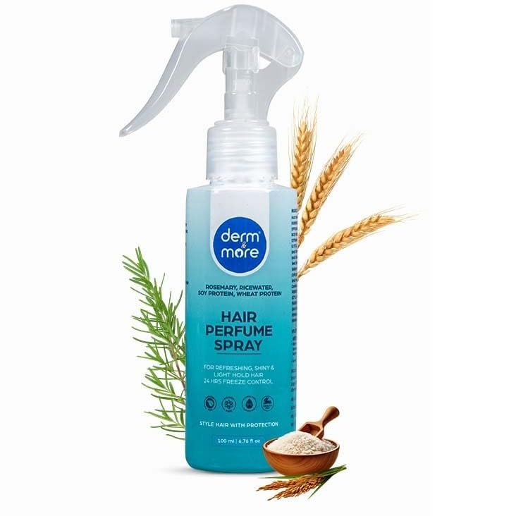 Derm & More Hair Perfume Spray for Shine, Smooth Hair & Frizz Control | Enriched with Rosemary, Rice Water, Soy & Wheat Protein | Sulfate & Paraben-Free | Repairs Damage | Refreshes Hair (Pack of 1)-image-14