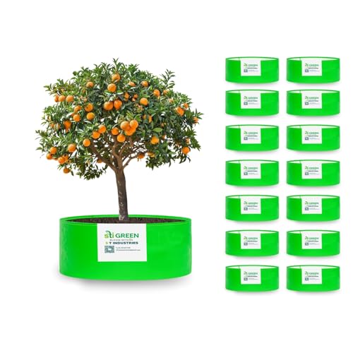 Image of HDPE Grow Bags for Plants 18X12 Inch (Pack of 15) | 260 GSM Heavy Duty UV-Protected Round Green Colour Plant Bags for Terrace and Vegetable Gardening | Strong & Reusable|