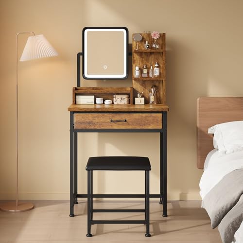 YeTom Makeup Vanity Desk with Mirror and Lights, Small Vanity