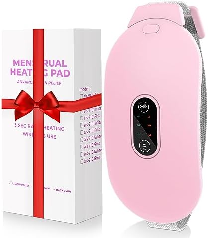 Heating Pads, Glyduny Period Cramp Massager Portable Cordless Heating Pad with 6 Heat Levels and 6 Massage Modes for Back Pain Relief Menstrual Heating Pad (Pink)