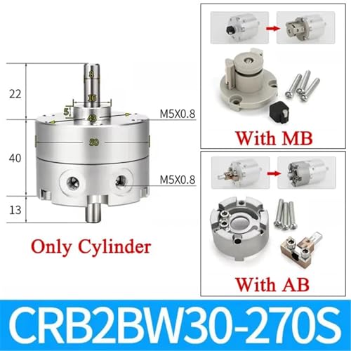 Cylindre pneumatique rotatif à double axe pour angle de rotation 270° - 3