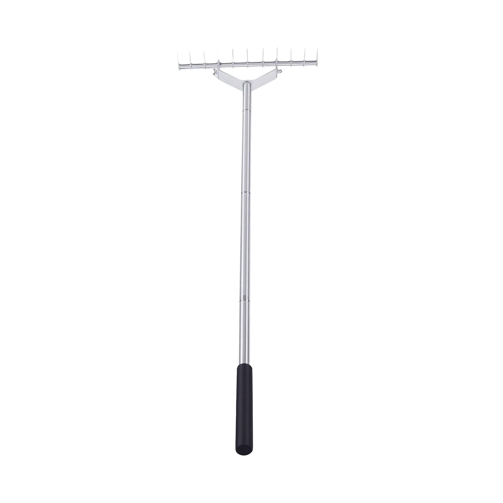 Cocoarm Rastrillo de Paja, Rastrillo de Acero Inoxidable con Desmontable de 3 Secciones, de Césped Resistente para Quitar Paja, Cuidado de Césped Artificial, Nivelación de Jardín