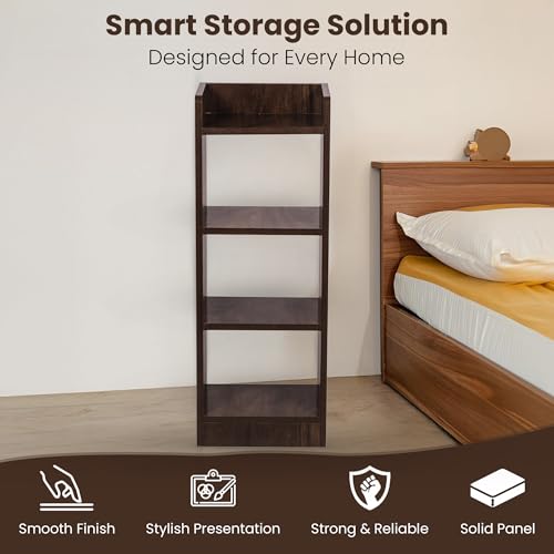 Image of YESMOM YOVA Interior 3 Layer Engineered Wood Multipurpose Rack Bookshelf Storage Organizer Stand Modern White Bookshelf Storage for Home Organization. (Brown)