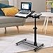 SUPER DEAL Overbed Angle & Height Adjustable Mobile Rolling Laptop Stand with Lockable Wheels Sofa/Bed Side Table Hospital Table Stand Cart