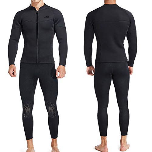 Chaqueta y pantalones de wetsuit para hombres 3MM Neopreno con manga larga y cierre frontal para buceo, surf y natación, talla M miniatura 7