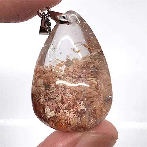 Joias com pingente de quartzo fantasma natural para mulheres homens pedra de cristal de cura 29 x 19