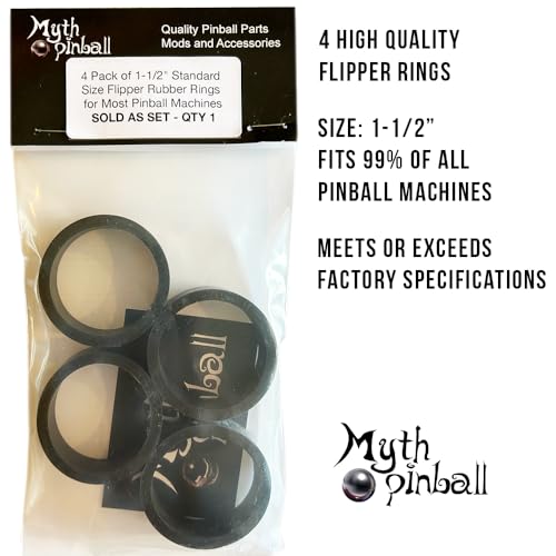 4 Pack of 1-1/2" Standard Size Flipper Rubber Rings for Most Pinball Machines
