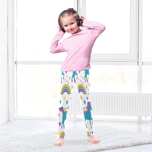 Toddler Girls Leggings Printed Yoga Pants Leggings Blue Unicorn and Rainbow for Kids4