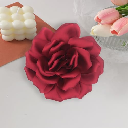Image of Flower Brooch Pins for Women 5.5in Lapel Pins Large Rose Floral Brooches Dainty Satin Fabric Brooches Rose Flower Hair Clips Wedding Party Dance Clothes Accessories Jewelry