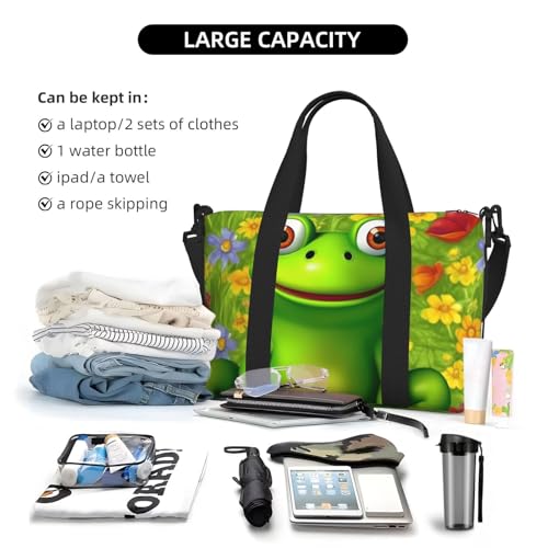 Travel Duffel Bags Personal Item Bag Carry on Luggage Bag Training Handbag Lightweight Waterproof Sports Gym Bag frog Weekender Bag for Women Men4