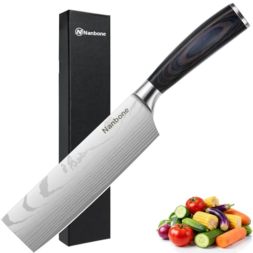Nakiri Knife 7 Inch Sharp Meat Cleaver and Vegetable Kitchen Knife Damascus Asian Chef Knife for Home and Kitchen with Ergonomic Handle High Carbon Stainless Steel knife Chef Cooking Gift