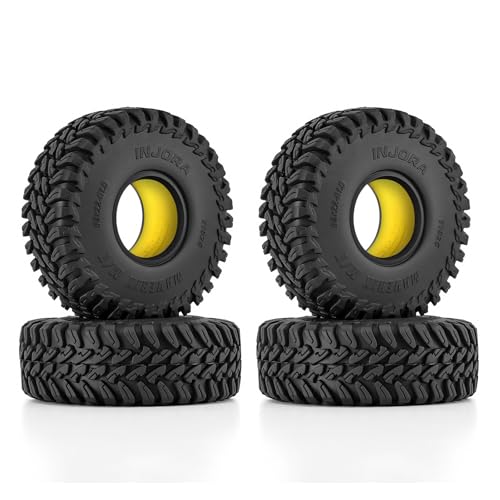 INJORA 63 * 22mm 1.0" MAVERIX M/T Tires and Silicone Rubber Inserts for TRX4M SCX24 1/18 1/24 RC Crawlers