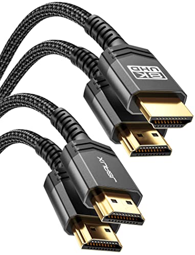 JSAUX 8K HDMI Cable 2.1 10FT 2-Pack 48Gbps Ultra High Speed Cord (4K@120Hz) eARC HDR10 HDCP 2.2 & 2.3 3D, Compatible for Roku TV/HDTV/Blu-ray/LG/Samsung QLED