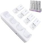 4 in 1 Charging Station for Wii & Wii U Remote Controller, Wii Remote Battery Charger with 4 Pack 2800mAh Rechargeable Battery + Wii Remote Control Charging Station Base (White)