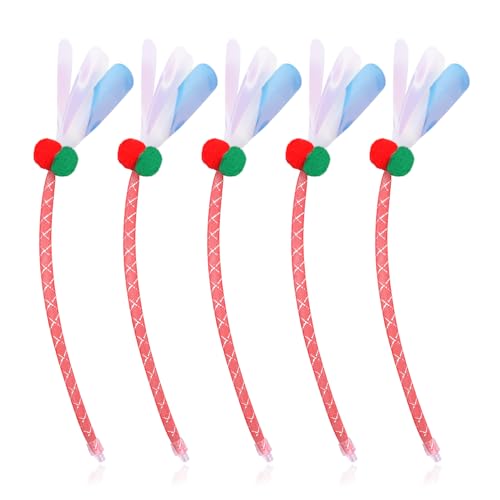 5pcs Cat Ball Toy Tail Replacement, Universal Moving Cat Toy Ball Tail Interactive Intelligent Sensing Replacement Accessories for Small Kitten Dogs (Red)