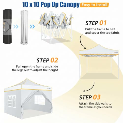 Image of Hoteel 10x10 Heavy Duty Pop Up Canopy Tent with 4 Sidewalls, White
