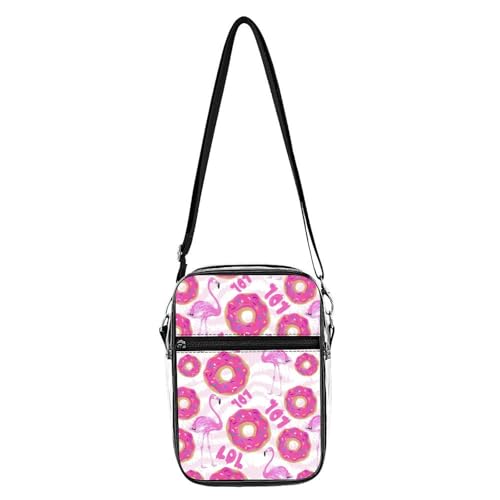 Flamingo with Donut Clear Crossbody Bag Stadium Bag Adjustable Side Shoulder Bags Messenger Bag with 2 Compartments