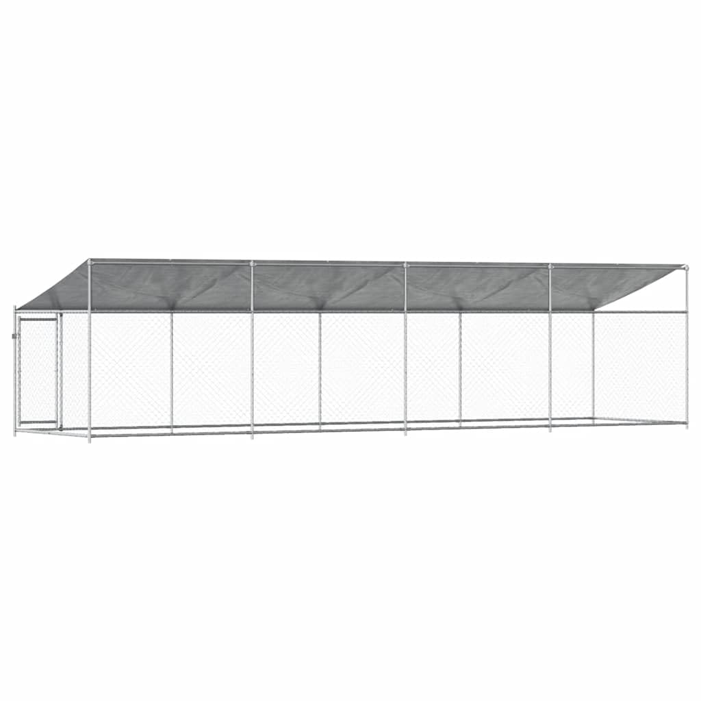 Cuccia per cani con tetto e porta, grigio, 8 x 2 x 2 m