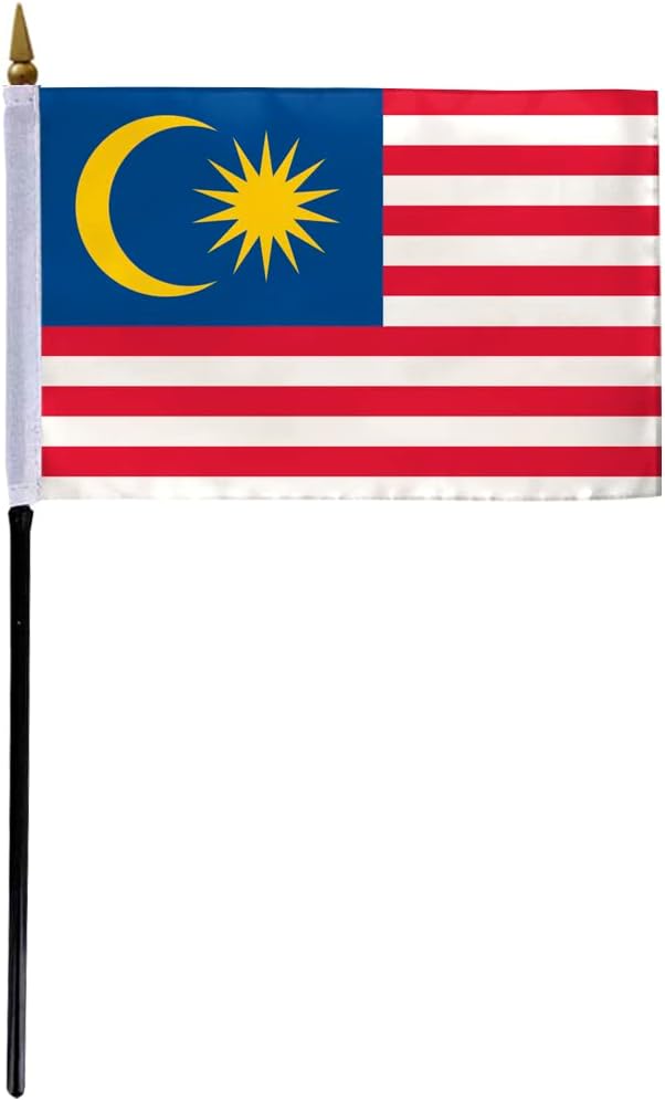 AGAS Malaysia Flag 4x6 ft 200D Nylon 4 Needle Lock Stitched Fly Hem Rust Proof Brass Grommets Canvas Header Malaysian National Flag