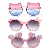FBHLZ 3 Pairs Girls Sunglasses Pink cute Kids Sunglasses Multiple Shaped Beach Eyewear Outdoor Beach Holiday Age 3-10 Years