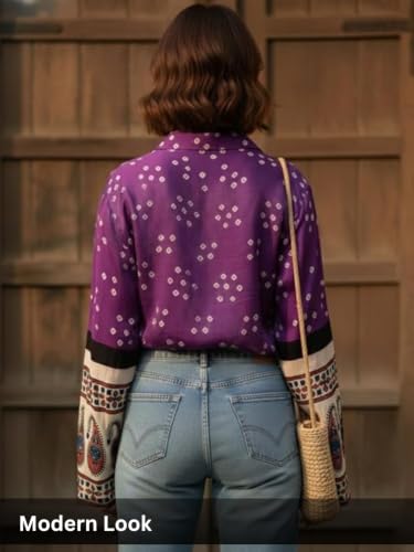 Image of GRECIILOOKS Women Printed Formal Shirt | Stylish Office Top | Casual Full Sleeve Shirts | Trendy Summer Tops | Smart Casual Printed Top for Women's | French Crep Button Down Modern Fit