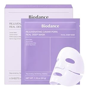 BIODANCE Rejuvenating Caviar PDRN Real Deep Mask, Overnight Hydrogel Mask, Skin Firming & Radiance Boost, Enhancing Recovery for All Skin Types, Korean Skin Care, Gifts for Women | 1.19oz(34g) x 4ea