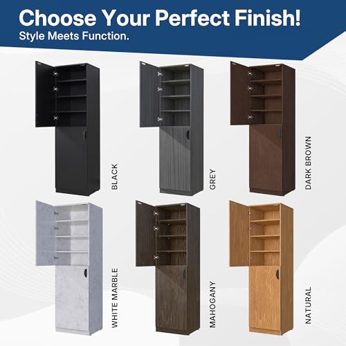 ahliss Commercial Storage Cabinet, 8-Foot Tall, 96x24x24 Inches, MDF with Melamine Finish, Soft-Close Doors, 8 Shelves (Natural) by ahliss - Image 5