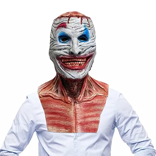 woyufen Doppelte Schicht Abziehbare Oberfläche Halloween Horror Maske Jack Doppelgesichtsmaske Clown Horror Clown Maske Blutiger Horror-Schädel aus Latex Geeignet für Party Rollenspiele Cover