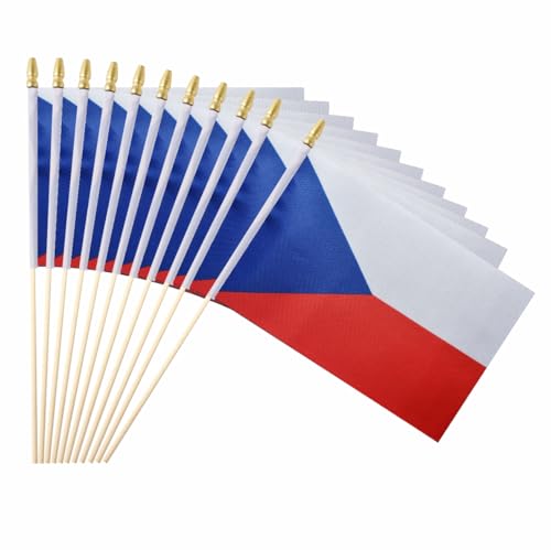 Ckexin 25Pack Small Czech Republic Flag Handheld Mini Czechia Flags