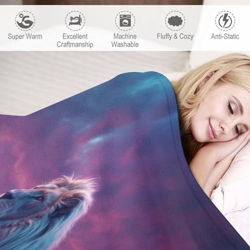 Couverture salon douce lion pour cocooning sur le canapé ou lit en hiver - 4