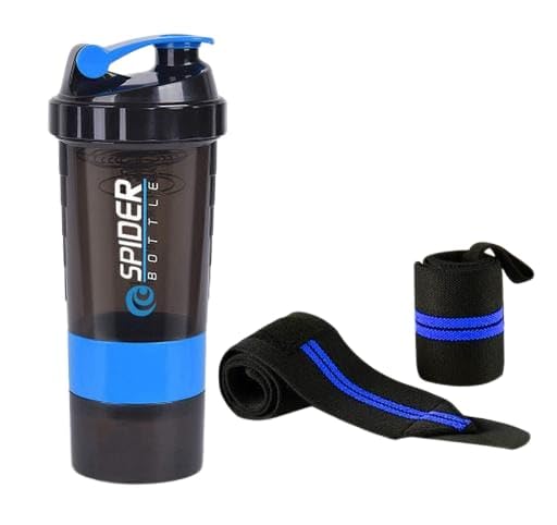 Workout Shaker Bottle Combo | Protein Mixer Sports Bottles | Leakproof Design-Blue-image-44