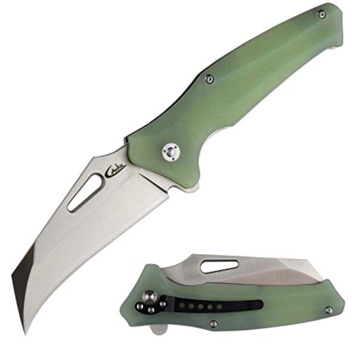 Ccanku C02 Folding Knife 440C Blade G10 Handle EDC Hunting Knife Camping Outdoor Tool Knife(Jade) …