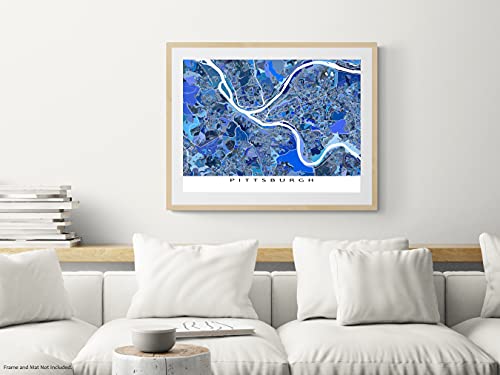 Pittsburgh Map Wall Art Print 8X10, Pittsburgh Map Poster 24X36, Handmade Blue Geometric Pittsburgh Decor, Pittsburgh City Map Gifts By Maps As Art #TOP4
