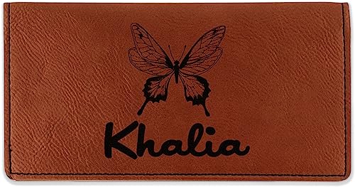 RNK Shops Personalized Butterflies Leatherette Checkbook Holder - Double Sided