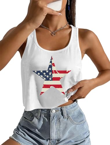 Image of Ithalt Womens American Flag Shirts 4th of July Outfits USA T-Shirt Patriotic Tank Shirt Fourth of July Sleeveless Tops