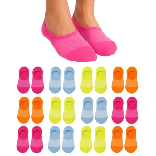 Nakloe - Pack 12 - Calcetines invisibles mujer - Calcetines invisibles hombre - Pinkies mujer - Pinkies hombre - Con antideslizante en talon (FR/ES, Números, 35, 40, Regular, Regular, Multicolor)
