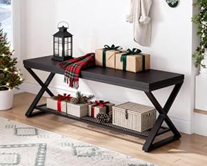 LVB Schwarze Eiche Bank mit Stauraum CA-TB074706