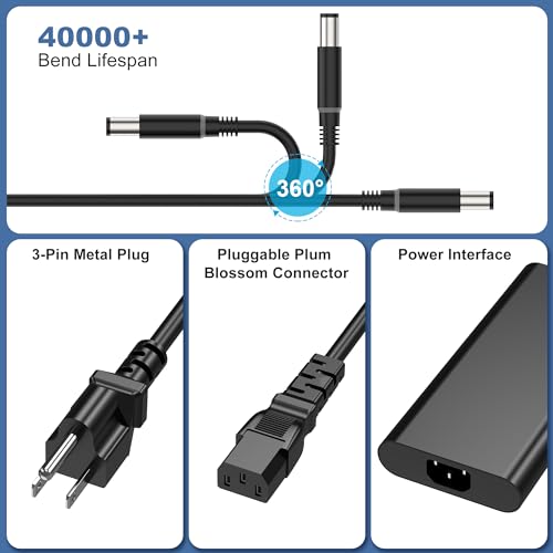 Image of 240W 180W 7.4mm Tip Laptop Charger Compatible with Dell Alienware 13 15 17 R1 R2 R3 R4 X51 M17 M15 M17X M18X,Dell Precision 17 7710 7730 7670 7780 7770 M6500 M6700 Adapter Power Cord
